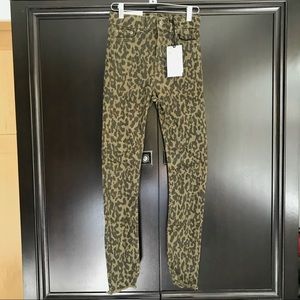 NWT ZARA OLIVE LEOPARD CAMO STRETCH JEANS